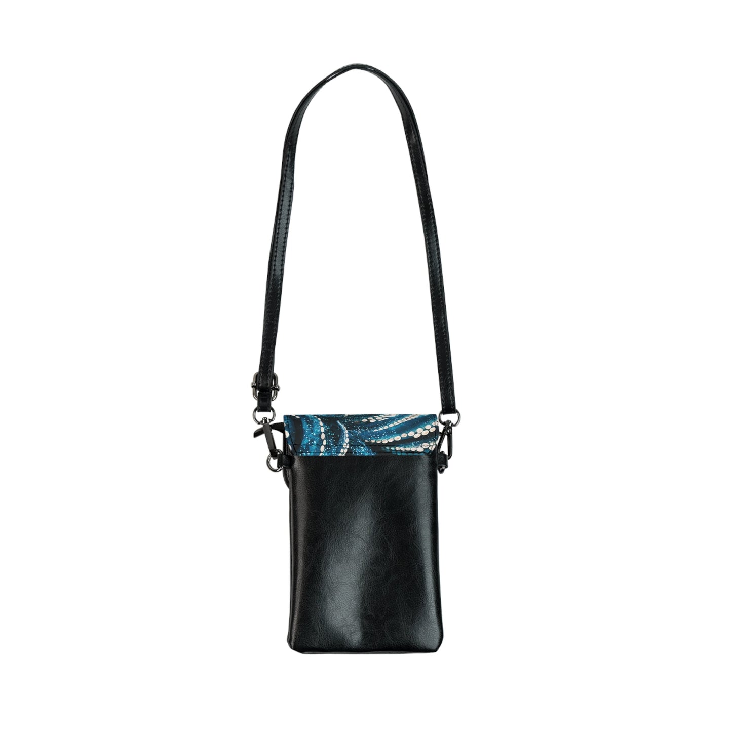 Octopus Tentacle Crossbody Phone Bag – Dark Teal & White Ink Art | Microfiber Leather | Card Slots & Cash Pocket | Compact Shoulder Wallet Bag | Ocean Gift for Her