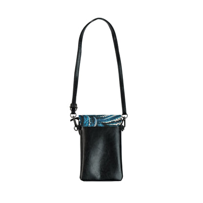 Octopus Tentacle Crossbody Phone Bag – Dark Teal & White Ink Art | Microfiber Leather | Card Slots & Cash Pocket | Compact Shoulder Wallet Bag | Ocean Gift for Her