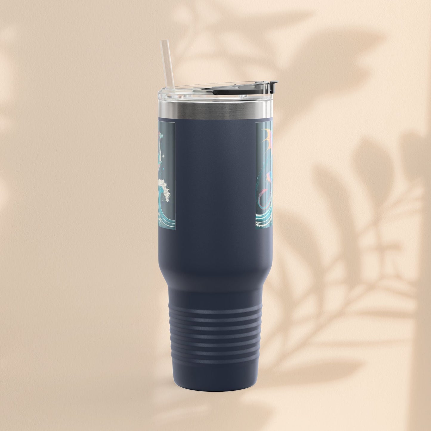 Fantasy-Inspired Insulated Travel Mug, 40oz - Perfect for Adventurers, Dragon and Ocean Lovers, Gift for Birthdays, Travel, and More