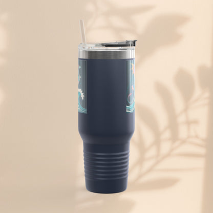 Fantasy-Inspired Insulated Travel Mug, 40oz - Perfect for Adventurers, Dragon and Ocean Lovers, Gift for Birthdays, Travel, and More