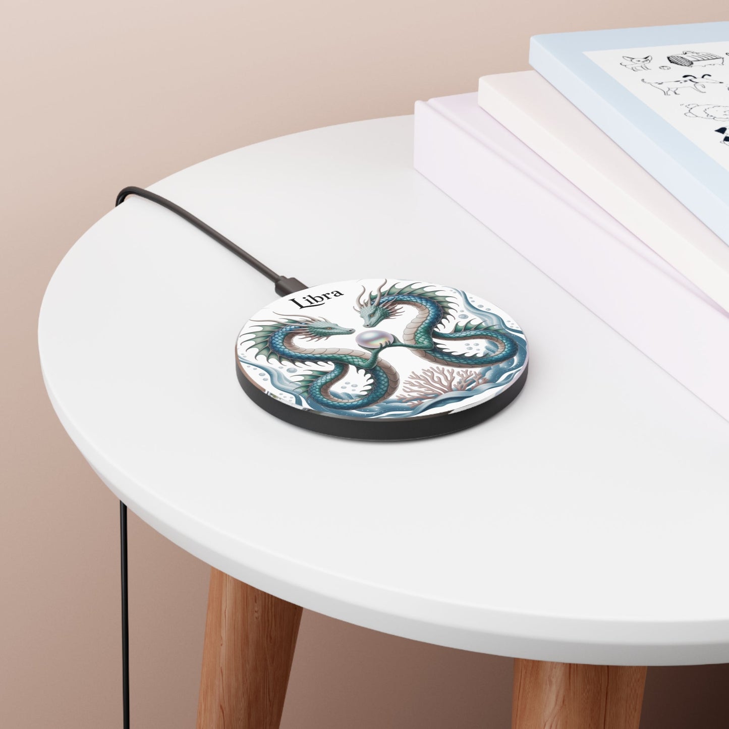 Libra Dragon Wireless Charger - Zodiac Dragon Fantasy Qi Charging Pad, Libra Birthday Gift for Dragon Lovers and Astrology Fans