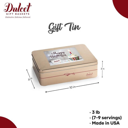 Classic gift tin with a birthday card on the lid