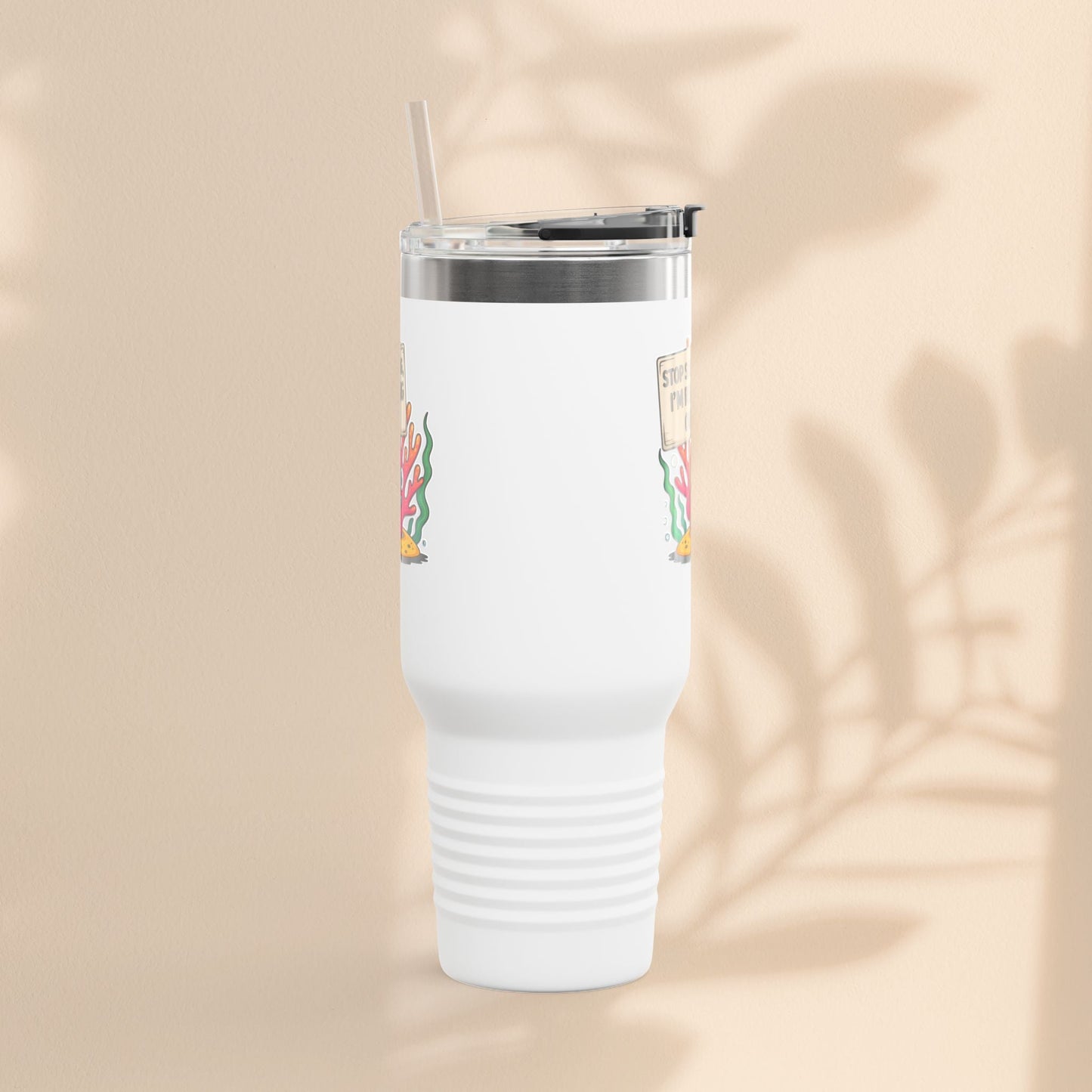 Colorful Coral Reef Insulated Travel Mug - Stop Staring, I'm Reefing Out!