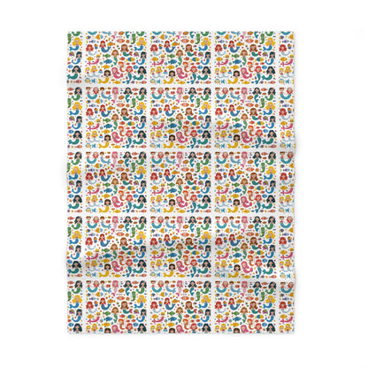 Mermaid Baby Blanket Soft Fleece – Colourful Little Mermaids & Tropical Fish All-Over Pattern | 30” × 40” | Baby Shower Newborn Nursery Gift