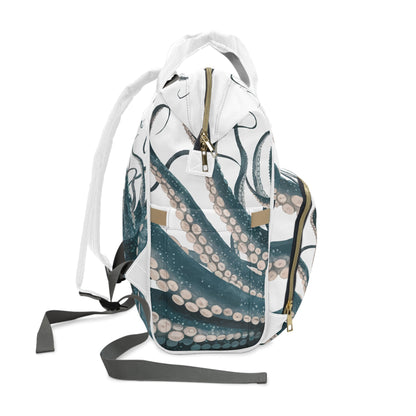 Octopus Diaper Bag Backpack - Ocean Tentacle Print Nylon Baby Bag for Parents Who Love the Sea, 15x10.8x6.7 in