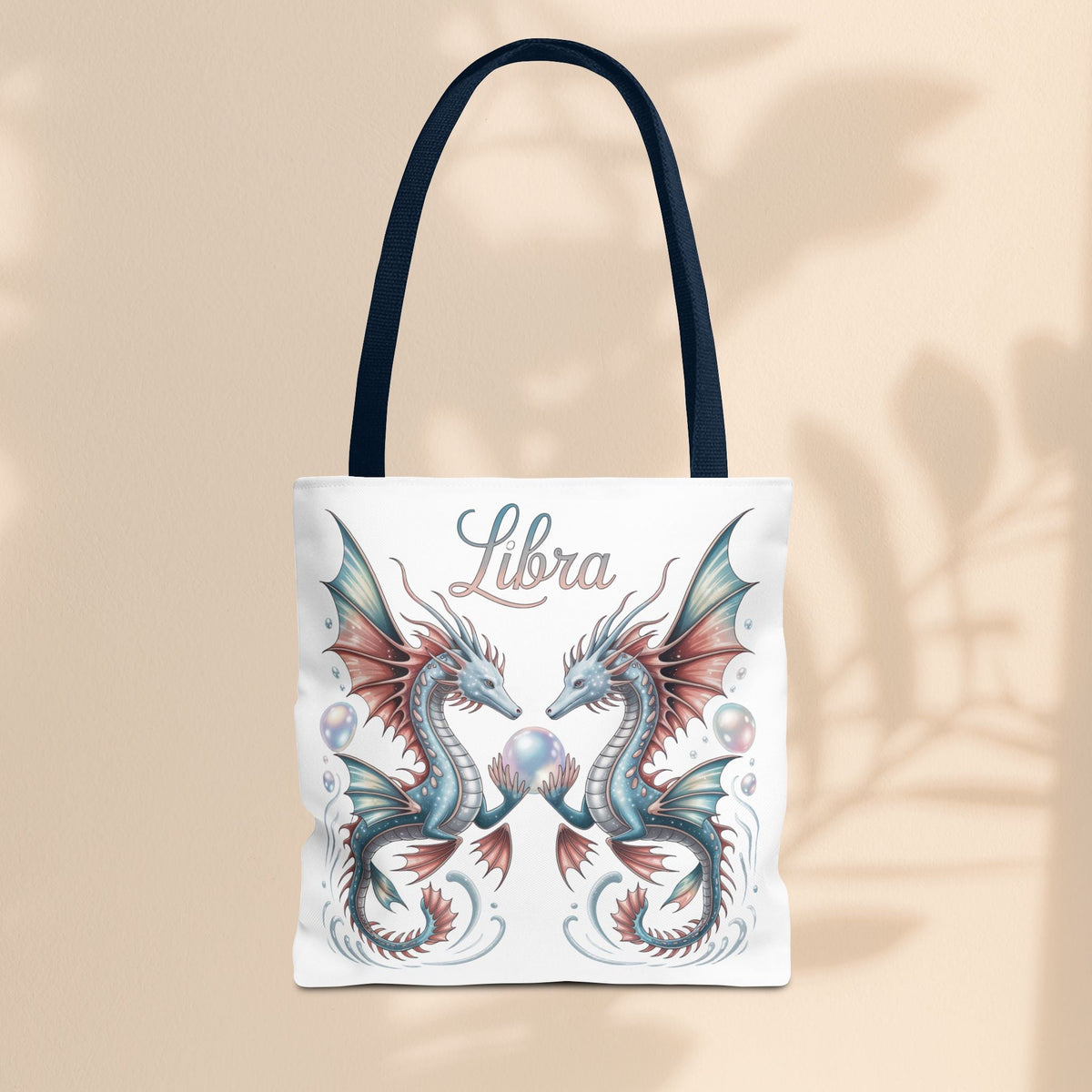 Libra Zodiac Tote Bag with Dragon Art - Libra Birthday Gift for Astrology Lovers, 3 Sizes, 5 Handle Colours