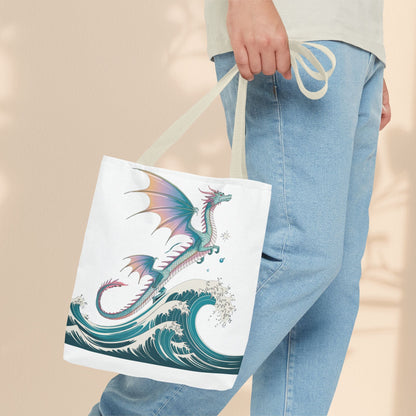 Dragons and Waves Tote Bag, Dragon Lovers Gift