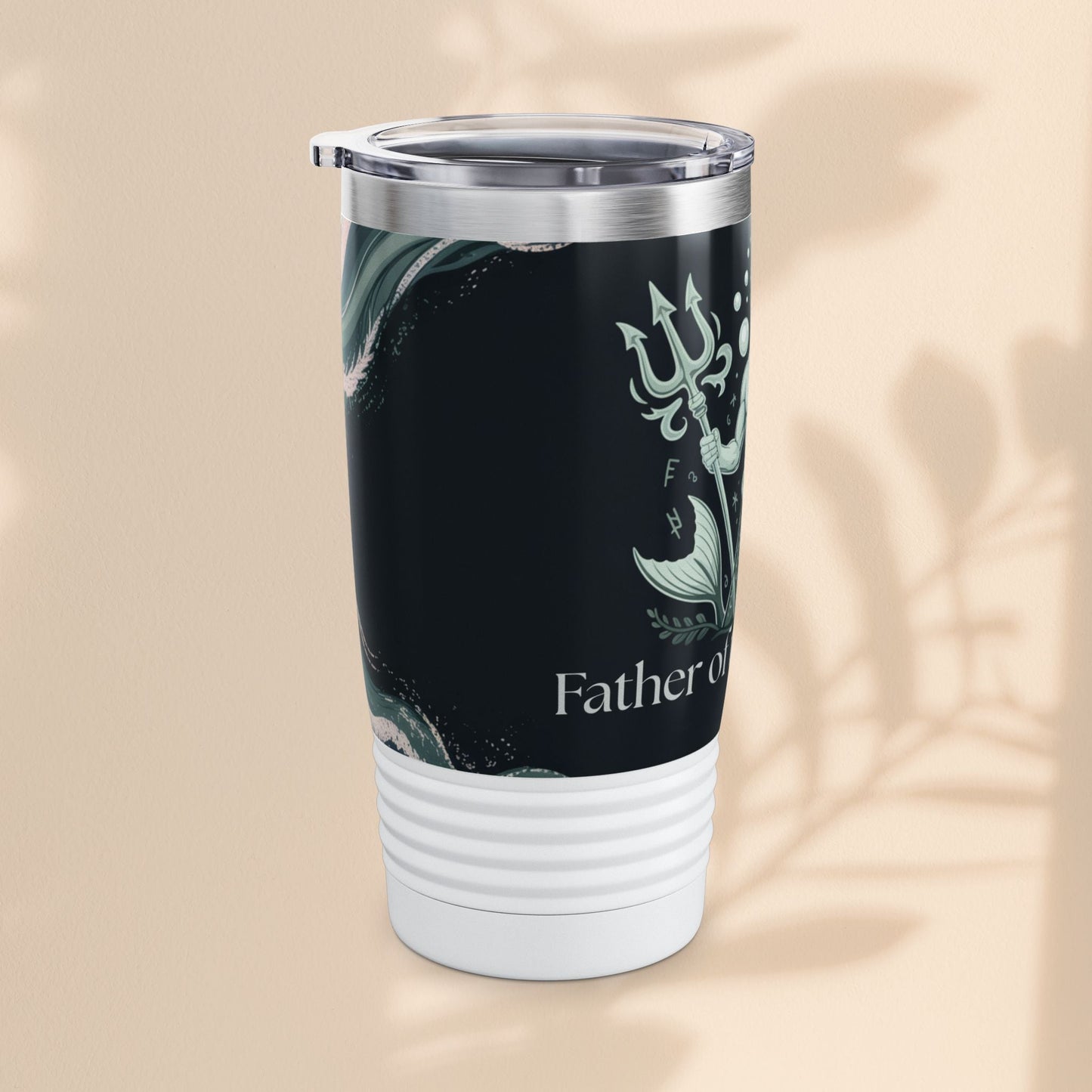 Father of the Groom Merman Tumbler – Poseidon Trident Ocean Wedding Gift | 20oz Insulated Stainless Steel | Black White or Steel | Beach Nautical Bridal Party