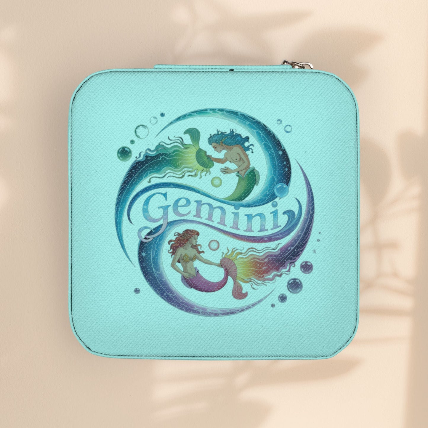 Gemini Zodiac Jewelry Travel Case — Compact Organizer for Rings, Earrings & Necklaces