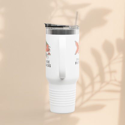 Funny Insulated Travel tumbler - 40oz, Snack Lover Gift, Fish Design Mug, Personalized Gifts for Him