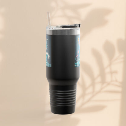 Fantasy-Inspired Insulated Travel Mug, 40oz - Perfect for Adventurers, Dragon and Ocean Lovers, Gift for Birthdays, Travel, and More