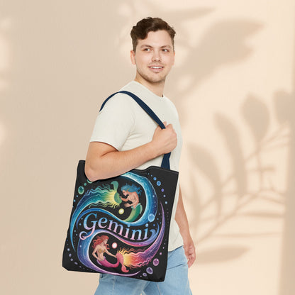 Gemini Zodiac Tote Bag - Colorful Astrology Bag, Gift for Astrology Lovers, AOP Tote for Geminis, Horoscope Design, Birthday Gift