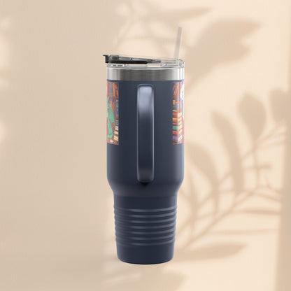 Colorful Insulated Travel Mug, 40oz | How Not To Burn Bridges - It's A Work In Progress - Perfect for Book Lovers, Gifts for Readers