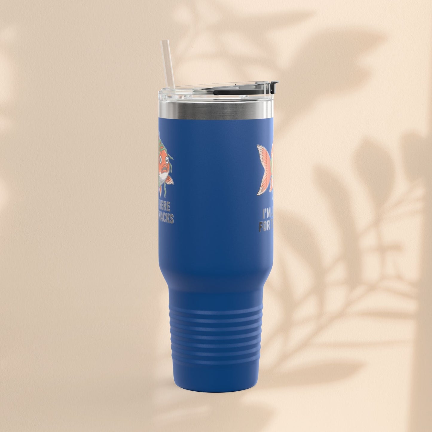 Funny Insulated Travel tumbler - 40oz, Snack Lover Gift, Fish Design Mug, Personalized Gifts for Him