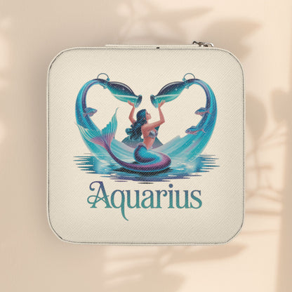 Aquarius Jewelry Travel Case — Compact Zodiac Travel Jewelry Organizer