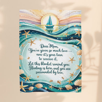 Mom Healing & Love Velveteen Plush Blanket – You’ve Given So Much, Now It’s Your Turn | Word Cloud Teal Throw | 3 Sizes | Comforting Mother’s Day Gift