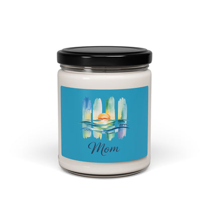 Mom Ocean Sunset Soy Candle – 9oz Reusable Glass Jar | 50–60 Hour Burn | 7 Scents | Meaningful Gift for Mom
