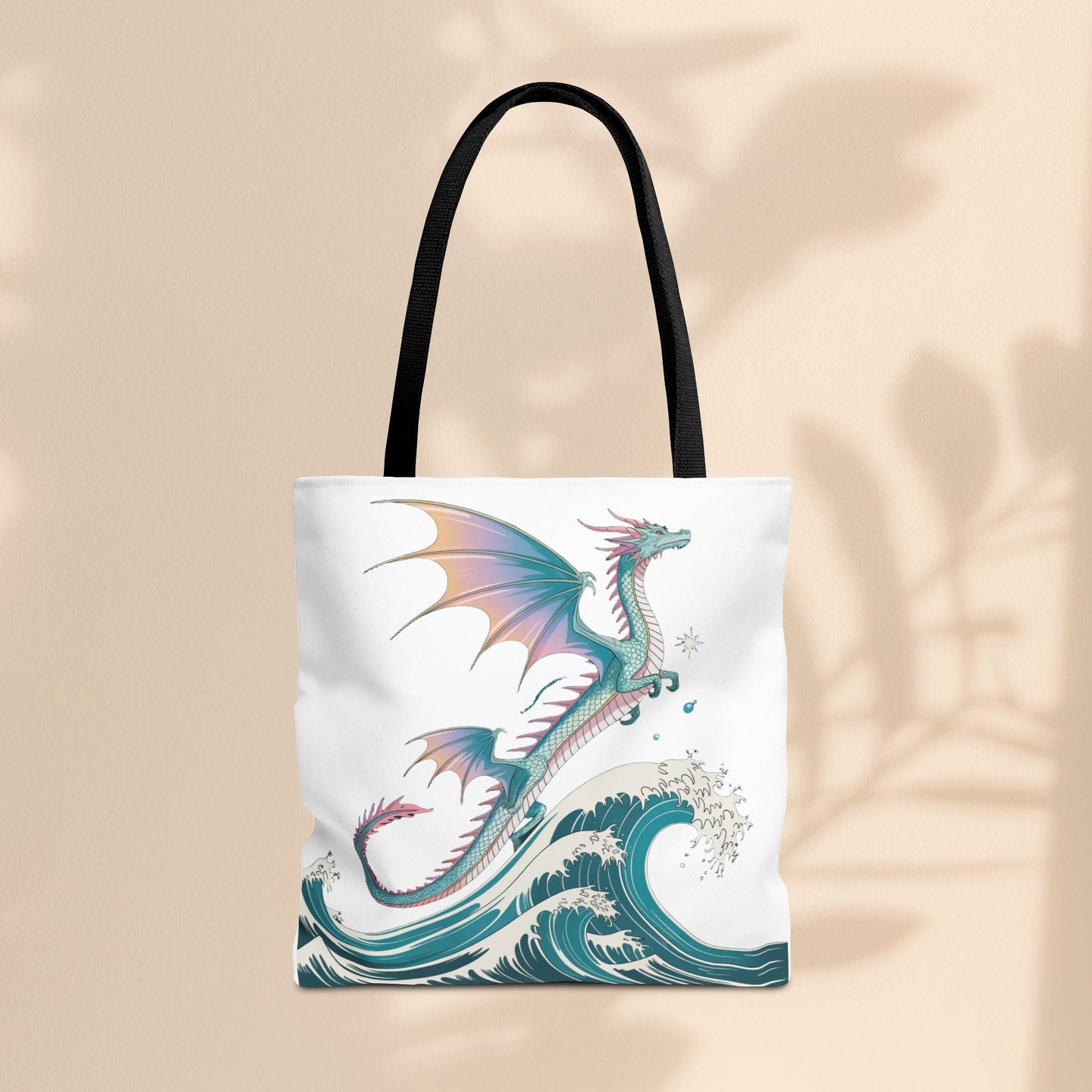 Dragons and Waves Tote Bag, Dragon Lovers Gift