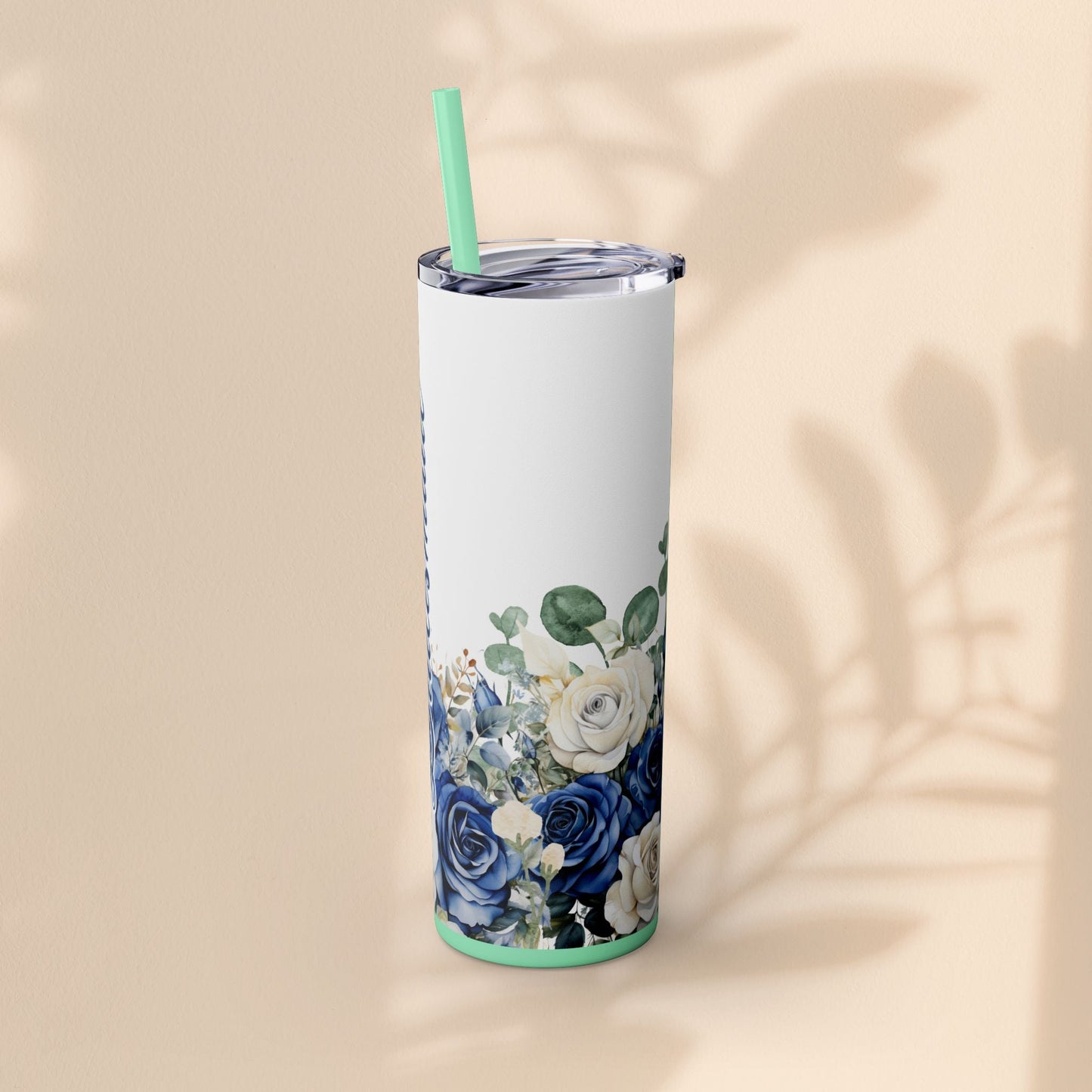 Bridesmaid Skinny Tumbler, 20oz Rose Floral Tumbler, Wedding Gift, Bridal Party, Customizable, Floral Tumbler