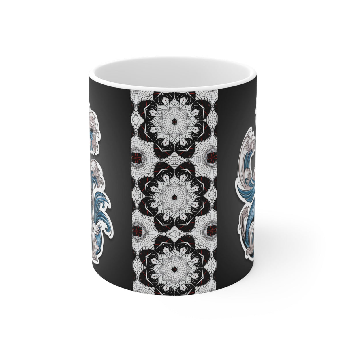 Messy Hair Mermaid Coffee Mug – Gothic Tattoo Art Dark Fantasy Mermaid | 11oz Ceramic | Dishwasher Safe | Mermaid Gift for Her