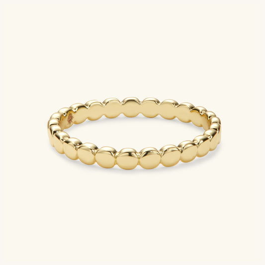 Gold-filled dot ring with raised bead-like dots on a smooth gold band