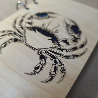 A6 refillable notebook cover close-up showing blue crab design and dark outline