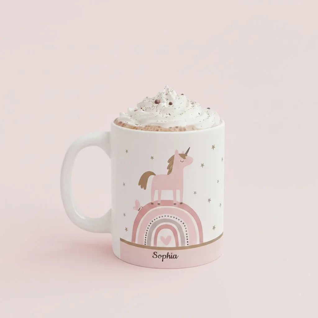 Pink Rainbow Mug | Sparkle Like a Unicorn | Personalized Name - Dream Dragons
