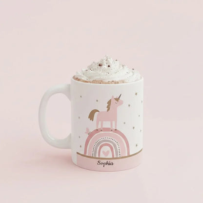 Pink Rainbow Mug | Sparkle Like a Unicorn | Personalized Name - Dream Dragons