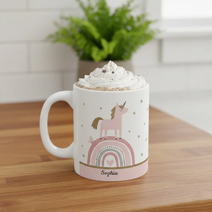 Pink Rainbow Mug | Sparkle Like a Unicorn | Personalized Name - Dream Dragons