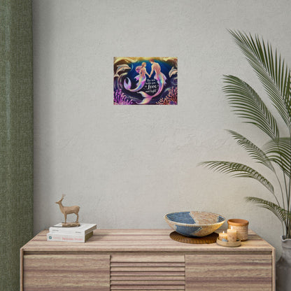 Mermaid Lovers Rolled Poster – The Sea Holds You in Love and Light | Giclée Print | Fine Art, Semi Glossy or Matte | 19 Sizes | Mermaid Couple Wall Art