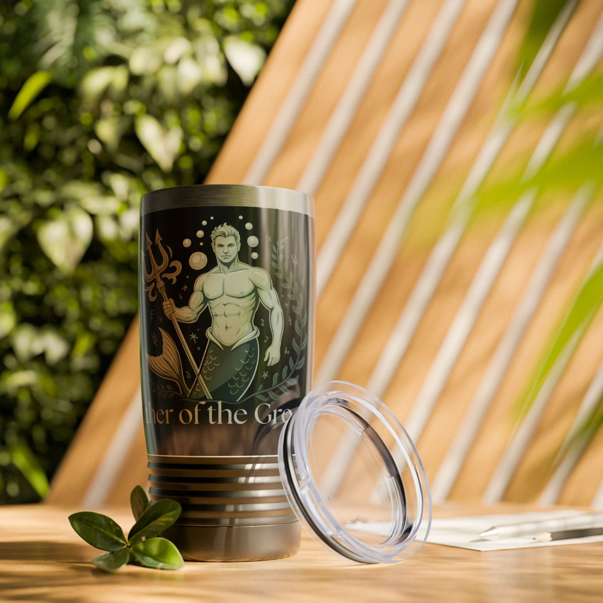 Father of the Groom Merman Tumbler – Poseidon Trident Ocean Wedding Gift | 20oz Insulated Stainless Steel | Black White or Steel | Beach Nautical Bridal Party