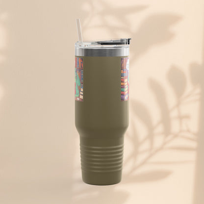 Colorful Insulated Travel Mug, 40oz | How Not To Burn Bridges - It's A Work In Progress - Perfect for Book Lovers, Gifts for Readers