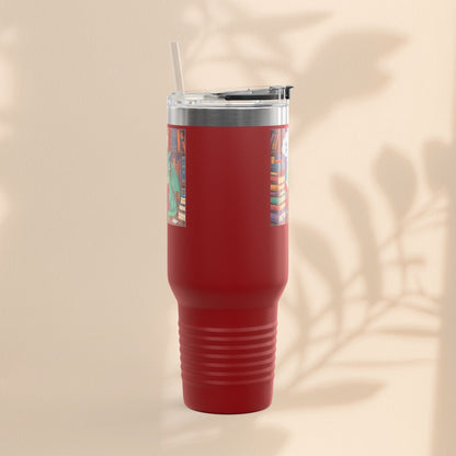 Colorful Insulated Travel Mug, 40oz | How Not To Burn Bridges - It's A Work In Progress - Perfect for Book Lovers, Gifts for Readers