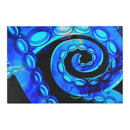 Bioluminescent Octopus Tentacle Area Rug – Electric Blue & Black Deep Sea Art | Non-Slip Backing | 6 Sizes | Fantasy Ocean Home Decor