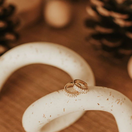 Gold diamond hoop earrings