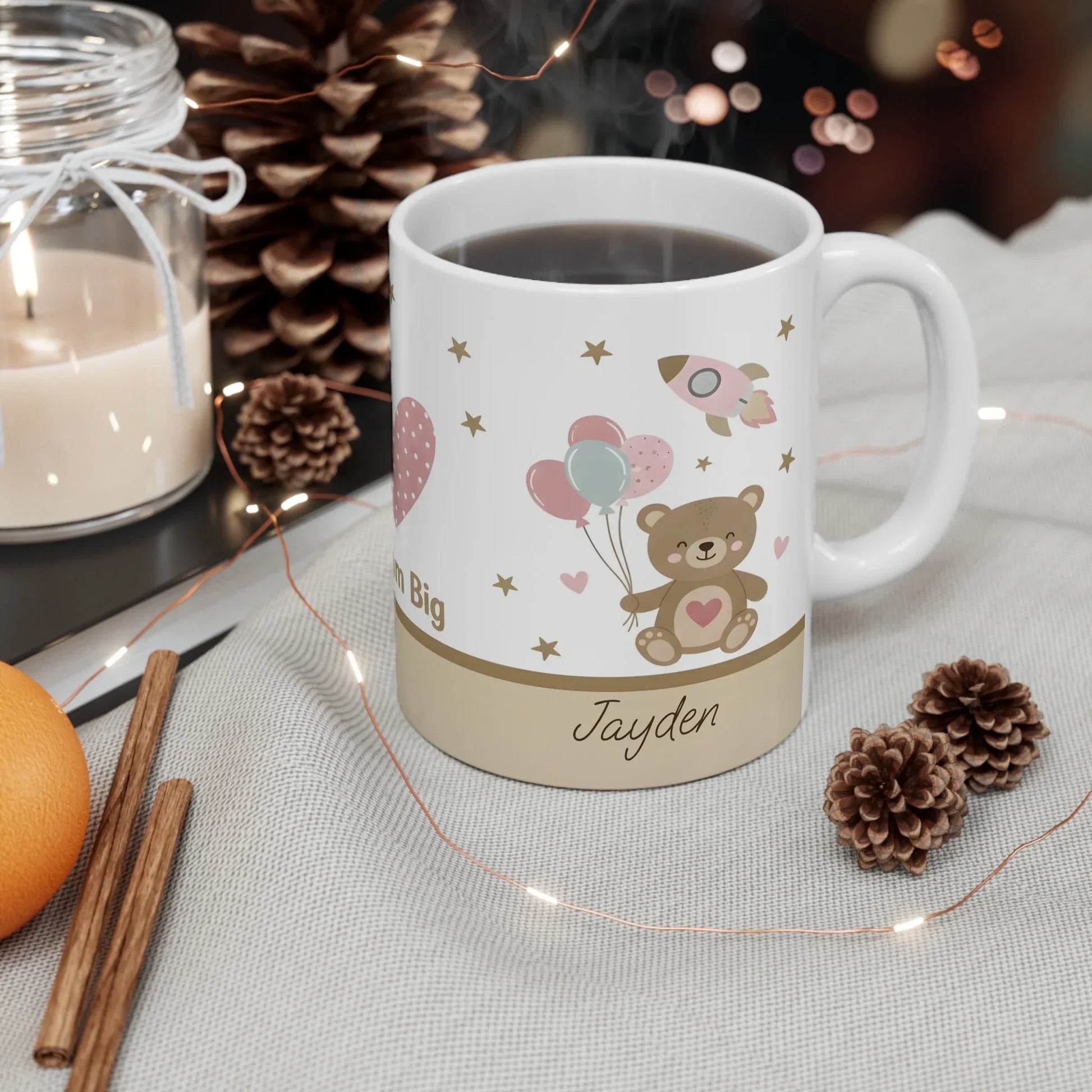 Dream Big Teddy Bear Mug - Personalized Name Gift - Dream Dragons