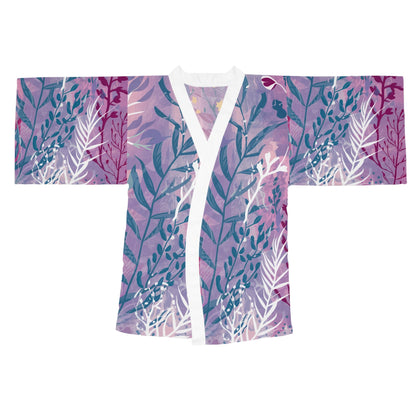 Ocean Scene Kimono - Lightweight Ocean-Inspired Wrap Robe and Beach Cover-Up with Belted Open Front, XS to 2XL