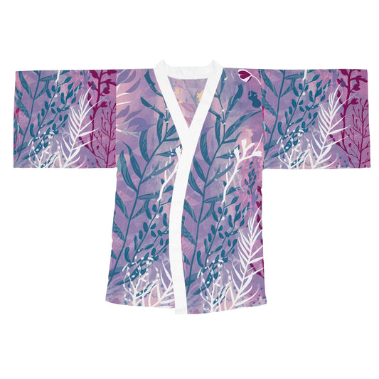 Ocean Scene Kimono - Lightweight Ocean-Inspired Wrap Robe and Beach Cover-Up with Belted Open Front, XS to 2XL