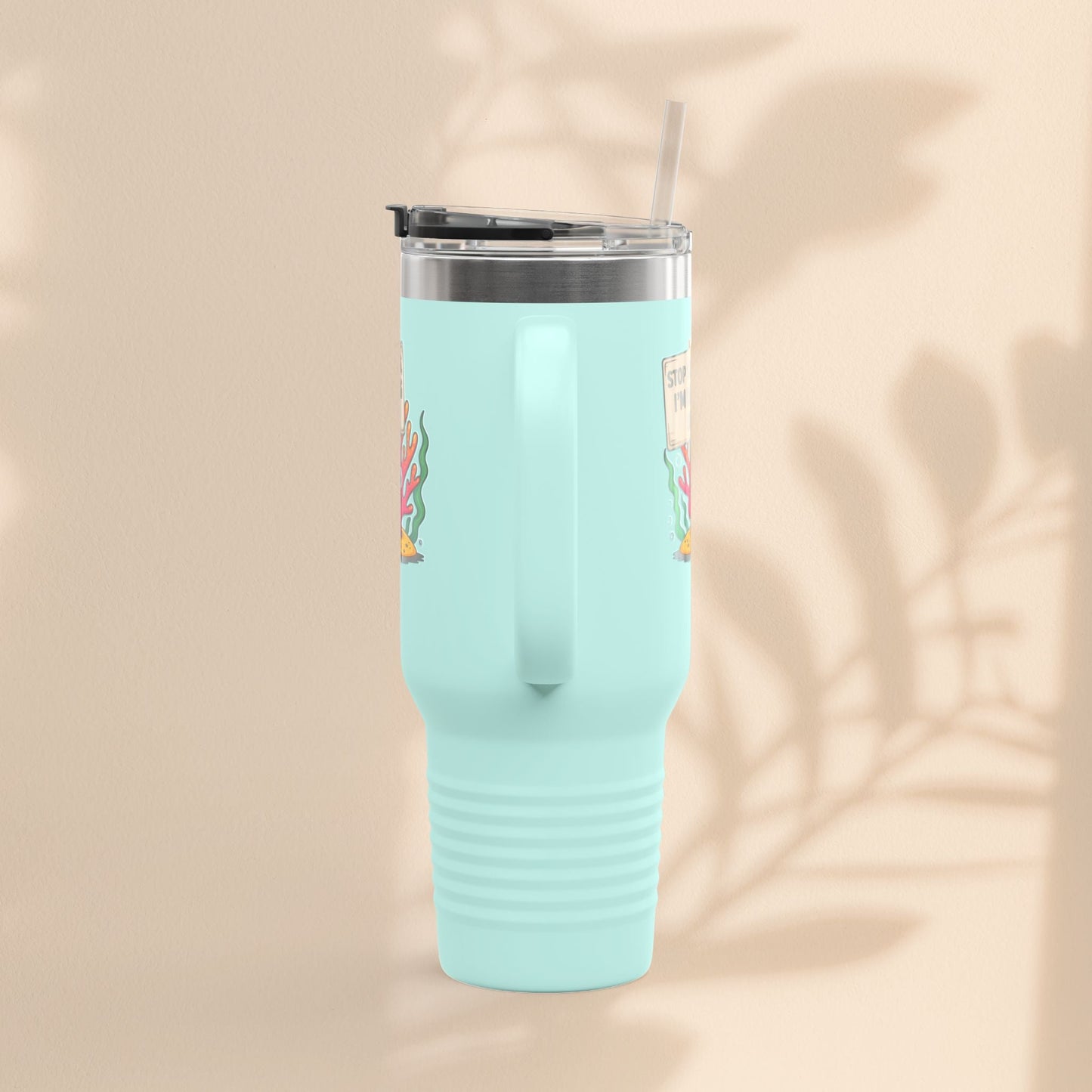 Colorful Coral Reef Insulated Travel Mug - Stop Staring, I'm Reefing Out!