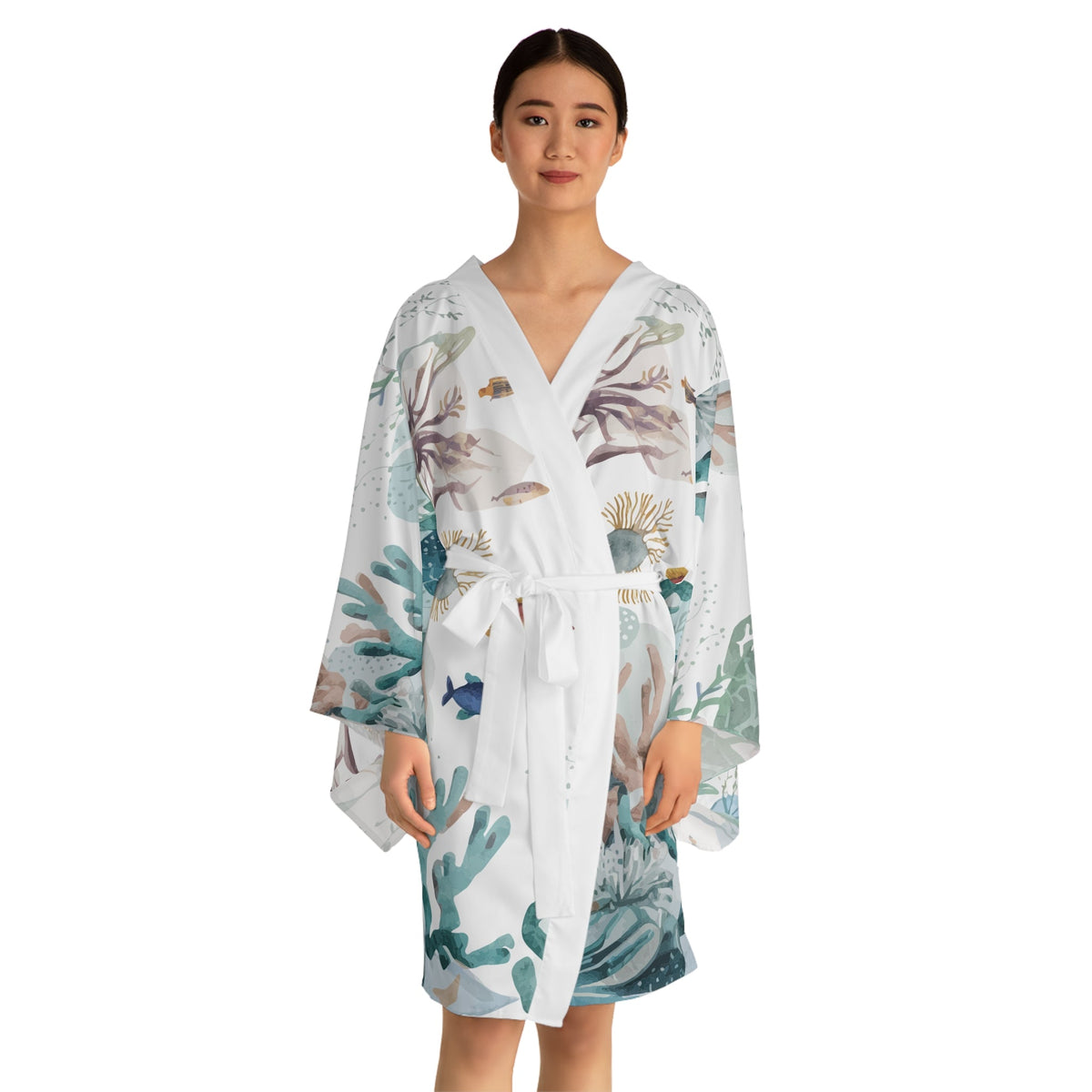 Ocean Scene Kimono - Lightweight Ocean-Inspired Wrap for Beach Cover-Ups, Resort Wear, and Summer Layering XS to 2XL