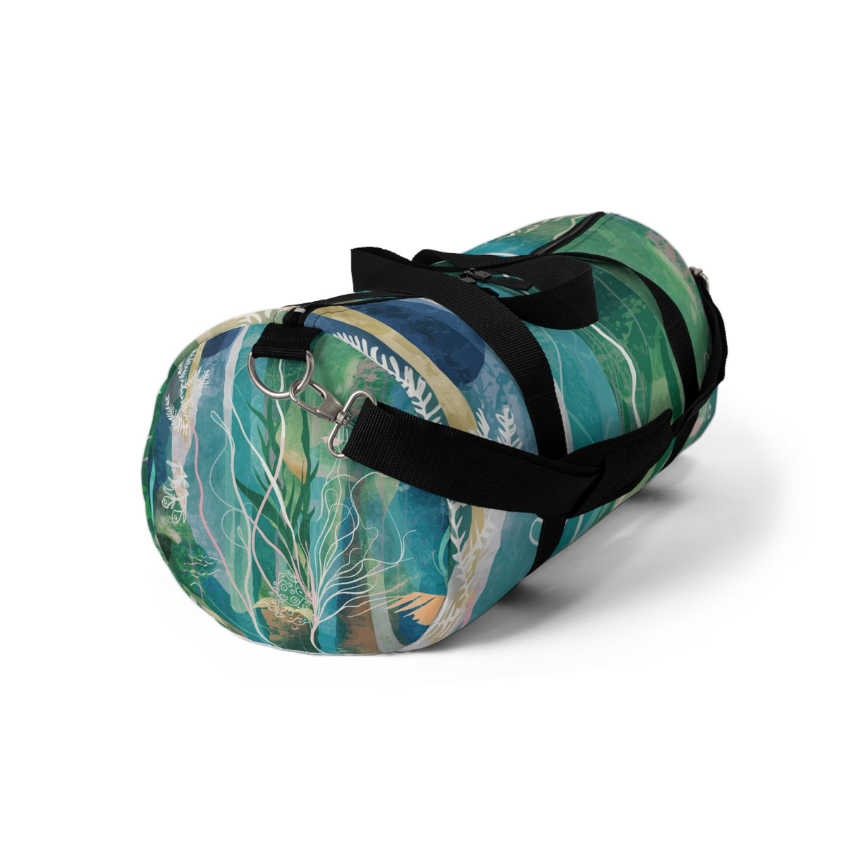 Green Ocean Duffel Bag - Watercolor Underwater Ocean Art Barrel Duffel in Teal, Aqua, and Emerald with Coral and Kelp, Ocean Lover Gift in Small or Large
