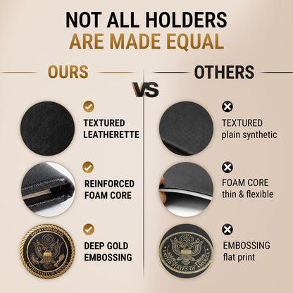 Black textured leatherette birth certificate holder with gold embossed seal