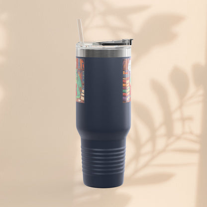 Colorful Insulated Travel Mug, 40oz | How Not To Burn Bridges - It's A Work In Progress - Perfect for Book Lovers, Gifts for Readers