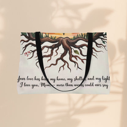You Gave Me Roots to Grow and Wings to Fly Weekender Tote Bag – Monarch Butterfly & Cherry Blossom Design | 24” × 13” | All-Over Print | Gift for Mom