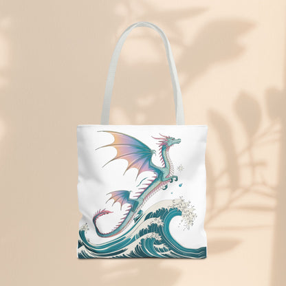Dragons and Waves Tote Bag, Dragon Lovers Gift
