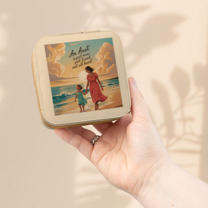 Aunt Jewelry Travel Case - "An Aunt Is Part Mom, Part Friend, and All Heart" Compact Zip Jewelry Organizer, Aunt Birthday Gift in 5 Colors