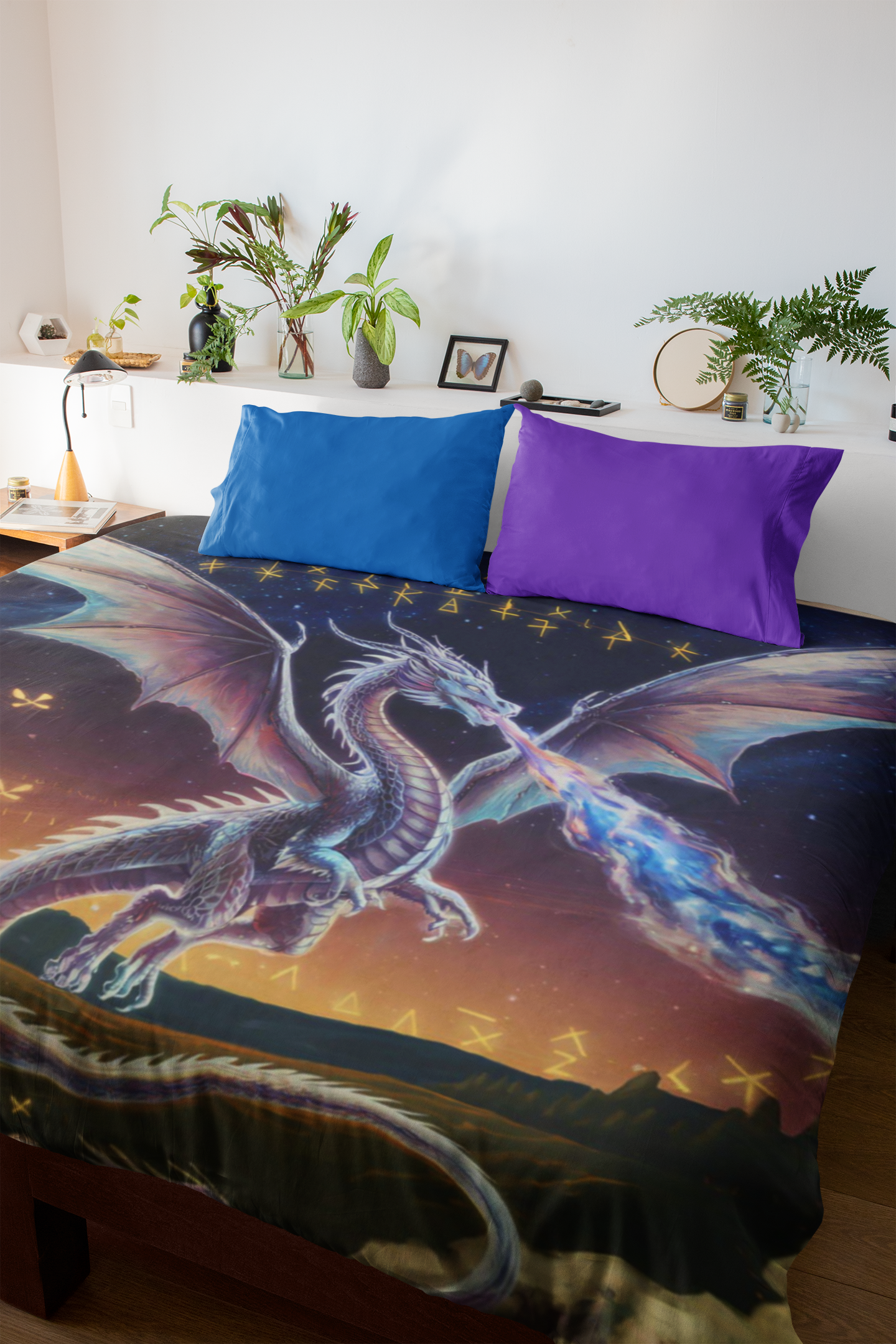 Dragon Velveteen Plush Blanket - Rise Heal Conquer Ice Dragon Fantasy Art Throw, Dragon Lover Gift in 3 Sizes