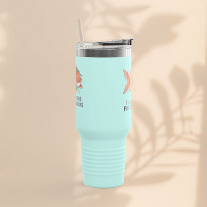 Funny Insulated Travel tumbler - 40oz, Snack Lover Gift, Fish Design Mug, Personalized Gifts for Him