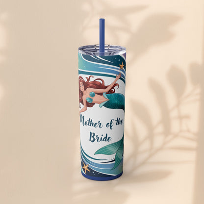 Mermaid Mother of the Bride Tumbler - 20oz Skinny Tumbler Wedding Gift for Mum of the Bride, Beach Wedding Bridal Party Favour
