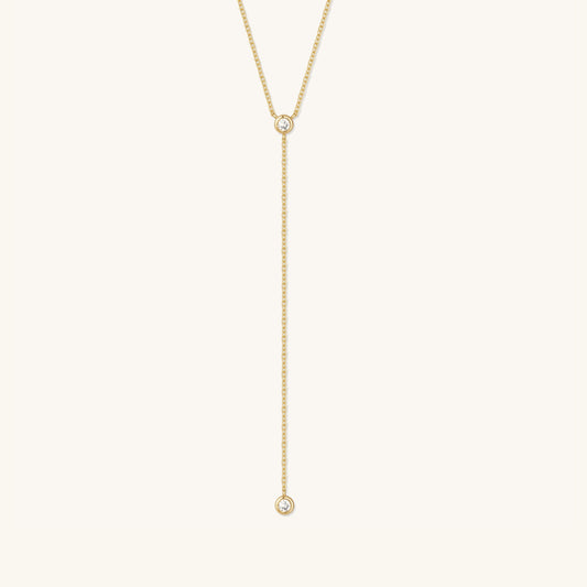 Gold Filled Diamond Bezel Lariat Necklace